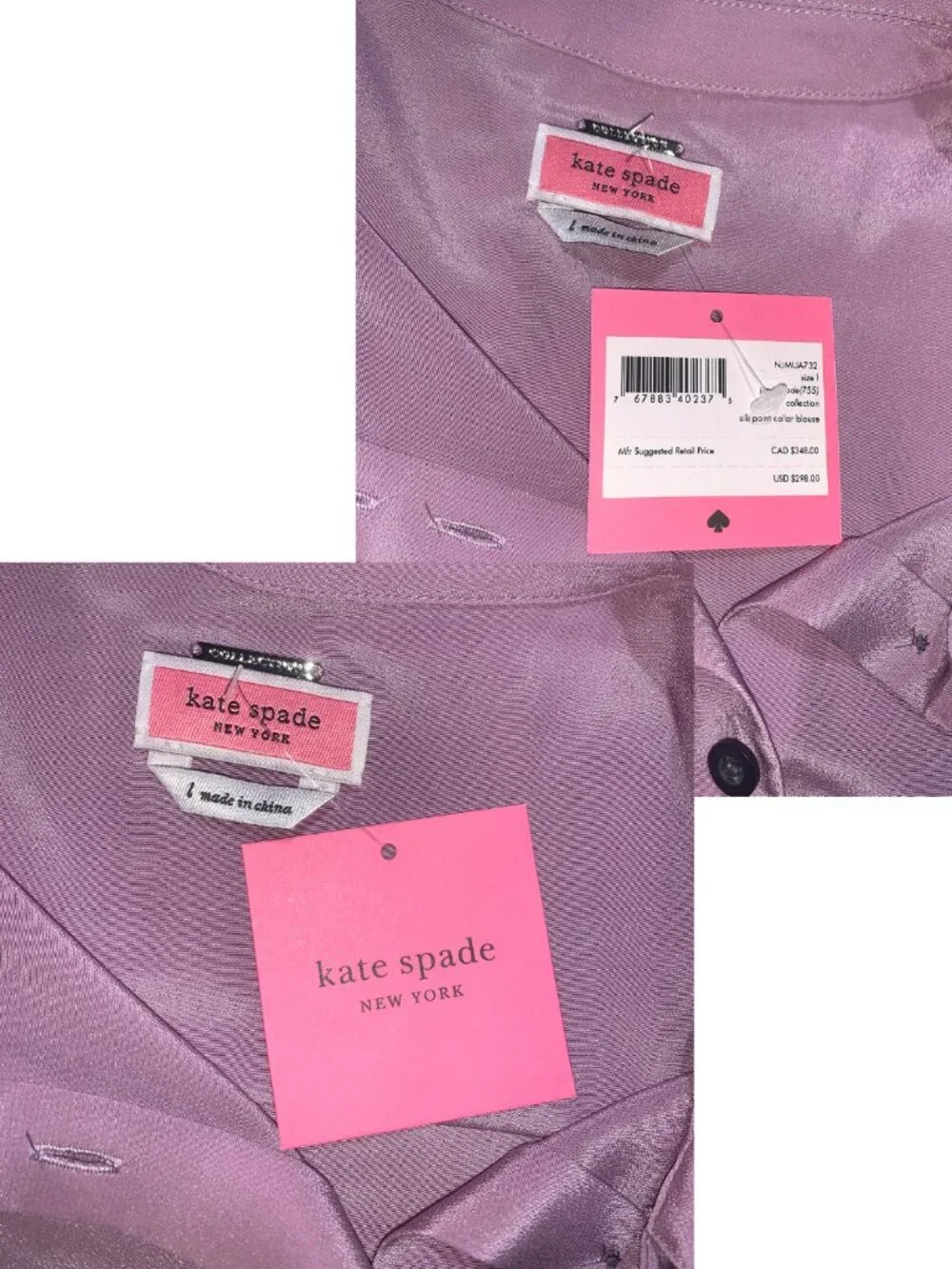 Kate Spade Silk Point Collar Blouse - Size L - New with Tag